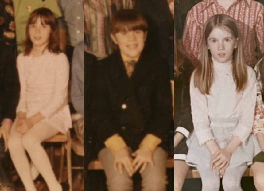 Maura, Rob, and Kathleen Marshall at Falk in the 1970s